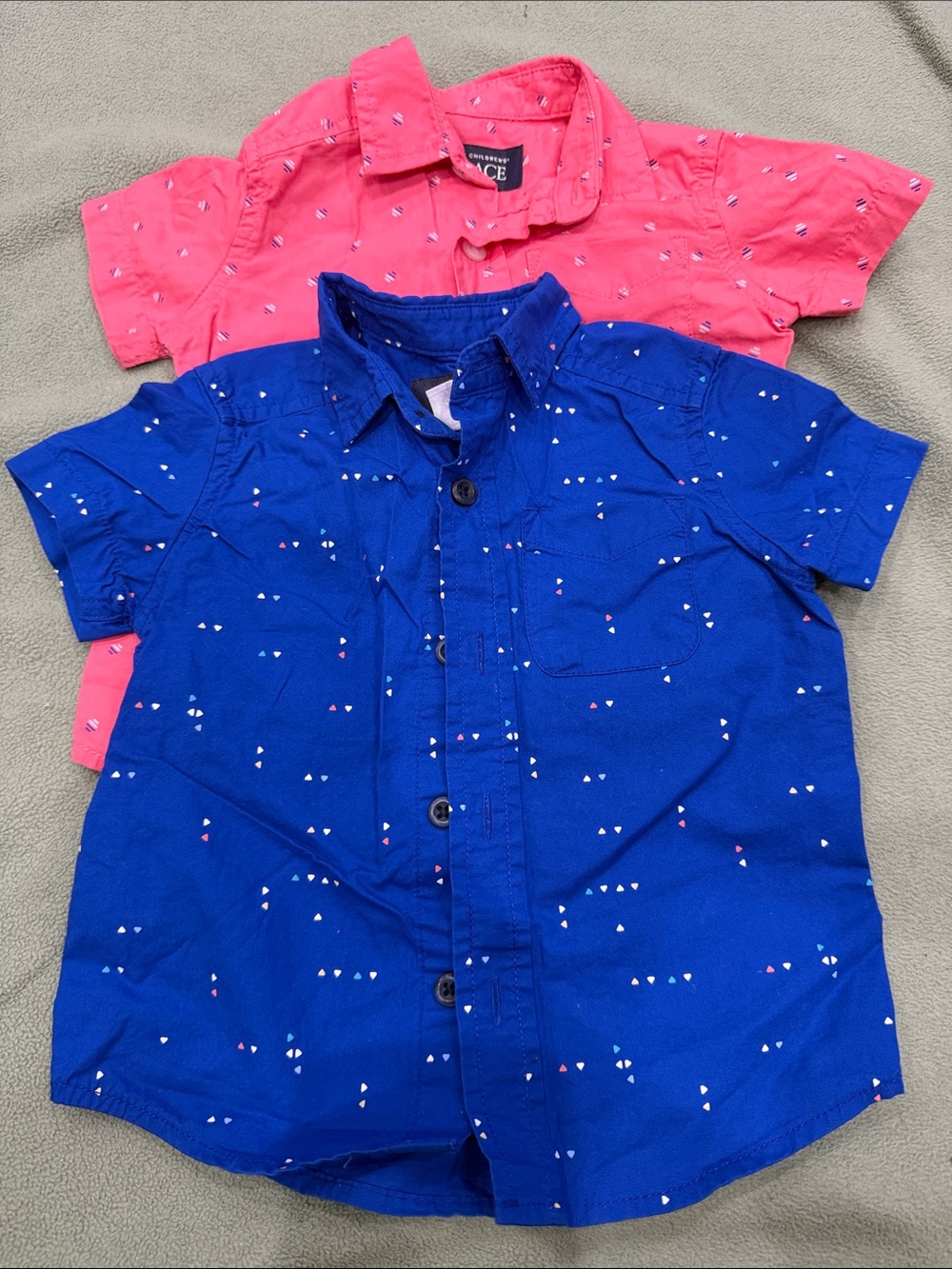 Ice Kids Button-Down Shirt Set - Bright Blue & Pink